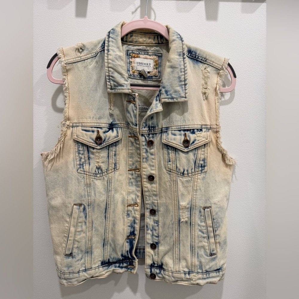 Forever 21 Premium Denim Jean Vest